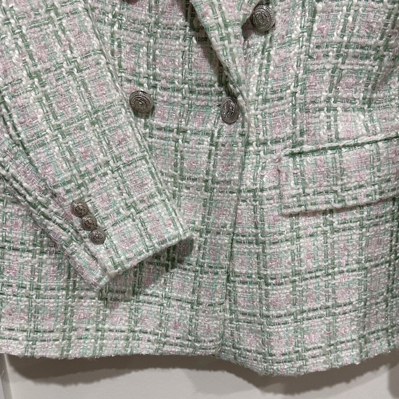 Zara Tweed Double Breasted Texture Blazer Jacket - Picture 8 of 13